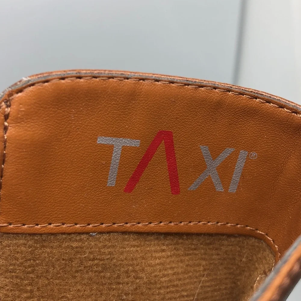TAXI Light Brown Heeded Leather Boots, Size 38 (7.5) - Picture 9 of 12